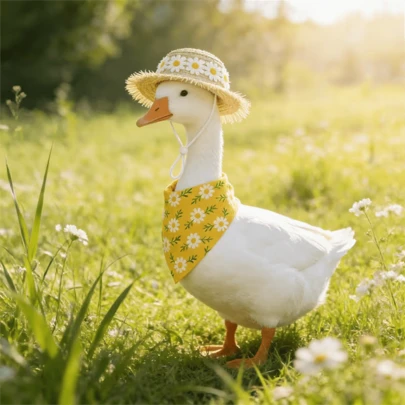 Goose Decoration For Porch, Spring/Summer Goose Outfit Set, Funny Animal Costume, Easter Decor, Adult Size, New Summer Style, Freestanding, Daisy Pattern