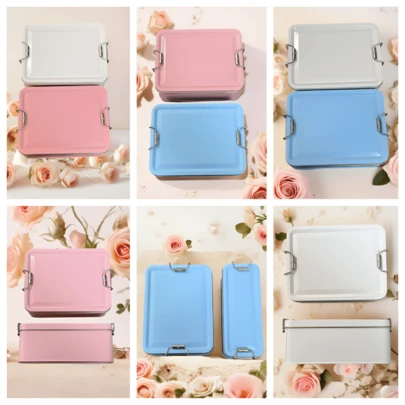 14.5 X 11 X 6cm/5.7 X 4.3 X 2.4 Inch Pastel Color Storage Box, Soft Pink, Sky Blue And Cloud White, Decorative Storage Box, Delicate Style Desktop Jewelry Organizer, Household Cosmetic And Small Accessory Box, Best-Selling Aesthetic Small Storage Jar For Bedroom And Living Room To Store Jewelry, Hair Accessories And Candies, As Well As Outdoor Camping Snacks And Wet Wipes. It Is Lightweight, Fashionable And Tidy!