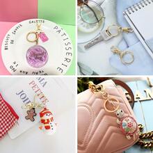 100 piezas Mosquetón giratorio con llavero, 50 piezas Clips para llavero y 50 piezas Anillos para llavero, para llaveros, joyería, cuerda colgante de manualidades - juego de llaveros - Ver 8