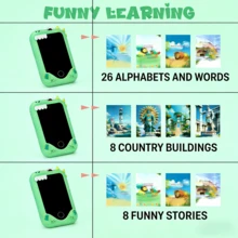 JCXCMEX Kids Smart Phone Toy, Early Education And Learning, Suitable For 3-12 Years Old Boys And Girls, Equipped With Dual Cameras, ABC Learning, Educational Games, Music Player And Green Dinosaur Anti-Drop Silicone Protective Case. - Green - View 6