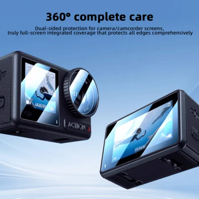 3 Stück/Set gehärtetes Glas Bildschirmschutz für OSMO Action 5 Pro, Vorder- + Rückseite + Linse, nahtlose Installation, berührungsempfindlich, vollständiger Schutz, glatte Textur, Nano-Präzisionstechnologie, LCD-Bildschirmschutz, Kameraobjektivschutz