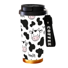 1个/18盎司可爱奶牛花卉图案保温杯，带挂绳 - 保温12小时，保冷24小时 - 防漏可重复使用，适合办公室、学校和野餐 - 时尚可爱，是送给女性和女孩的理想礼物 - 彩色 - 查看 10