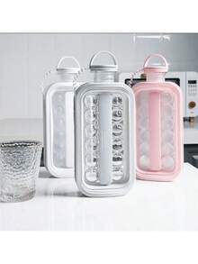 2-in-1 faltbare Eiswürfelform, Gitter-Design Silikon Eiswürfelform, geeignet für Zuhause, Reisen, Abschlussfeier Eiswürfel Zubehör - Verschiedenfarbig - Übersicht 1