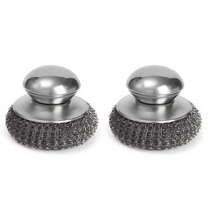 1 Bàn chải cọ rửa nhà bếp bằng thép không gỉ, bàn chải cọ nồi chảo chén đĩa chắc chắn với tay cầm tiện dụng dễ cầm nắm, dụng cụ loại bỏ vết bẩn cứng đầu cho nhà bếp
