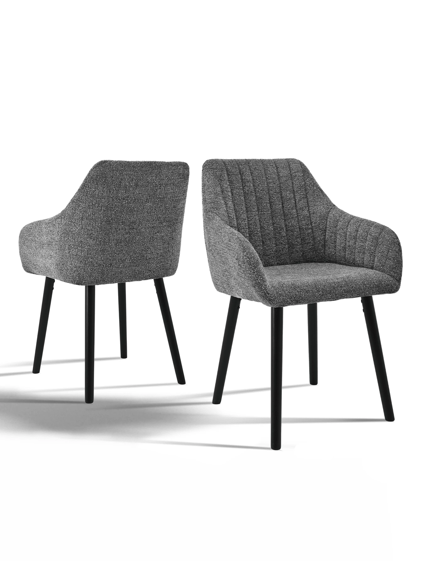Modern Vertical-Stripe Upholstered Dining Chairs With Armrests And Solid Wood Legs For Dining Room, Kitchen, Living Room - Set Of 2 / Set Of 4 / Set Of 6--Grey Green-Chenille - Grey Green - View 1
