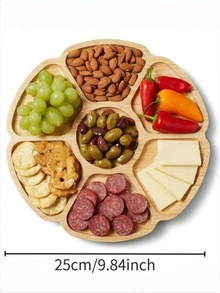 7-Compartment Bamboo Food Tray (Sun-Shaped), Suitable For Snacks/Fruits/BBQ/Salad/Nuts/Desserts, Also Can Be Used As Food Container, Nut Box, Lunch Box, Applicable For Home/Yard/Restaurant/Hotel/Kitchen, Tableware Kitchen Decor, Yard, Ramadan, Plate - Multicolor - View 6