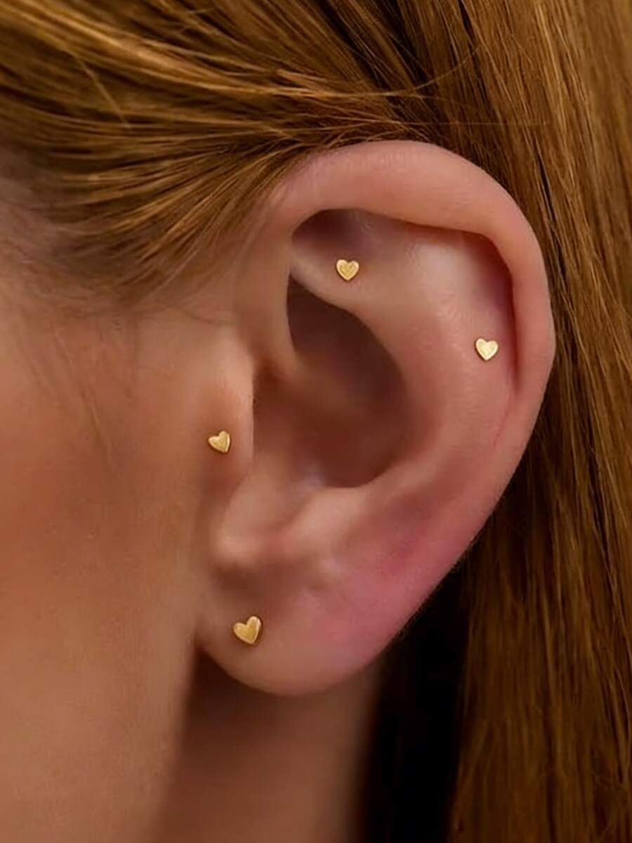 SereneSpark Bộ 2 khuyên tai bạc 925 hình trái tim dễ thương, nhỏ nhắn, thích hợp cho xỏ khuyên sụn tai, vành tai, vành tai, v.v., quà tặng lý tưởng cho đeo hàng ngày, dự tiệc, kỷ niệm và các dịp khác.