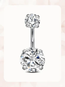 1pc Titanium Belly Ring Pink Heart Belly Button Ring14G, CZ Silver Navel Rings For Women Men Navel Piercing Jewelry 6-16mm For Daily,Halloween - Titanium Belly Ring - View 16