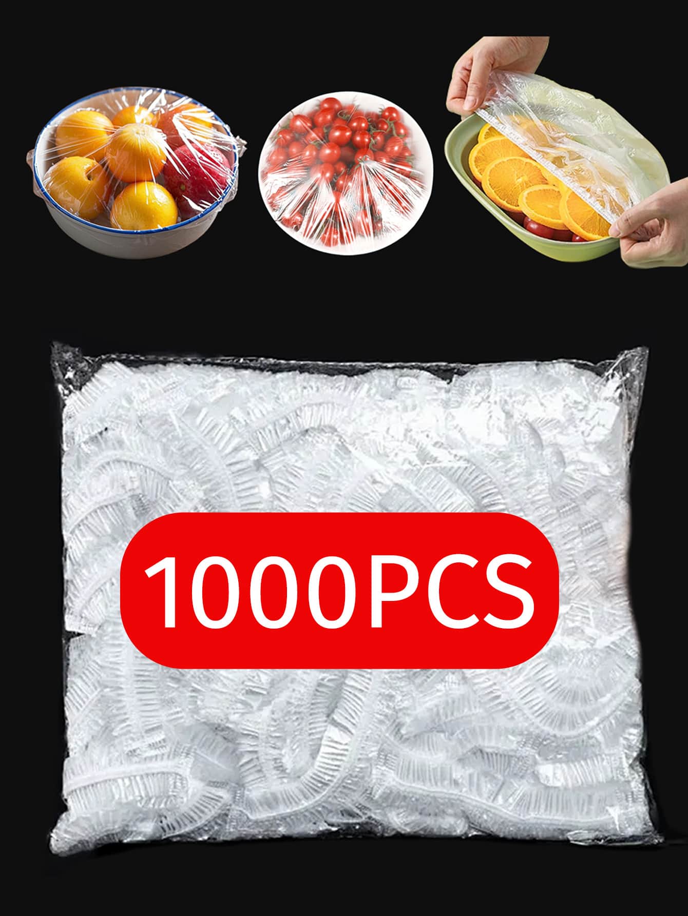 100片装，一次性食品保鲜膜，淋浴喷头罩，多用途一次性收缩袋，一次性鞋套，加厚厨房保鲜膜，家用冰箱冷藏食品保鲜罩，弹性可拉伸塑料碗盖（可重复使用），带弹性的塑料食品保鲜罩，剩菜碗盖，家庭户外野餐派对用品，节日用品