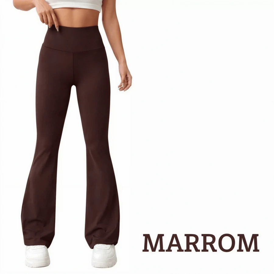 Women's Flare Pants In Premium Spandex – High Waist, Shaping – Ballerina Style – Not See-Through – Black - 鏽棕色 - 查看 1