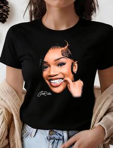 Everyday Glorilla Portrait Crew Neck T-Shirt Sweatshirt Tops Plus Size Clothes Casual Wear Business Casual Y2k Short Sleeve Relaxed Garment Style Suitable For All Seasons Machine Washable For Casual And Business Casual Occasions And Daily Usage Context - 黑色 - 查看 1