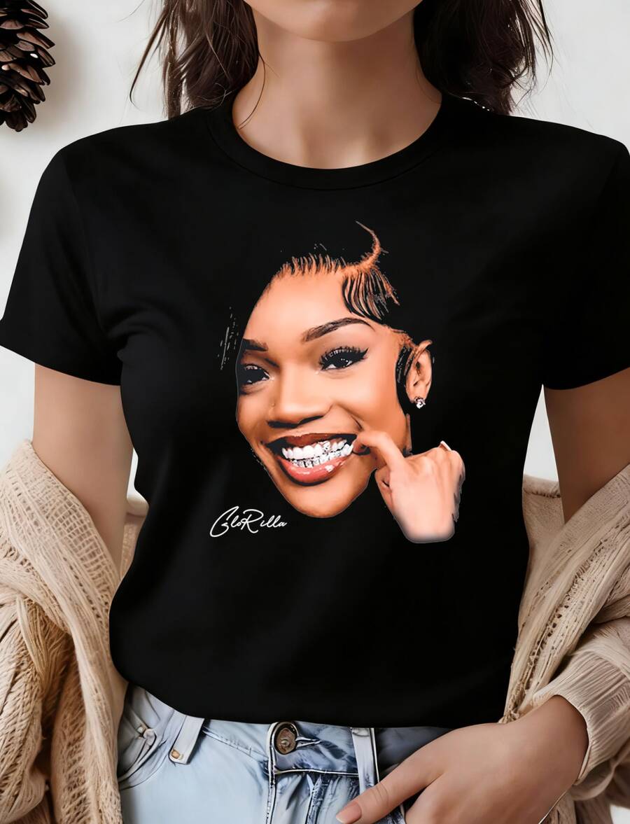 Everyday Glorilla Portrait Crew Neck T-Shirt Sweatshirt Tops Plus Size Clothes Casual Wear Business Casual Y2k Short Sleeve Relaxed Garment Style Suitable For All Seasons Machine Washable For Casual And Business Casual Occasions And Daily Usage Context - 黑色 - 查看 1