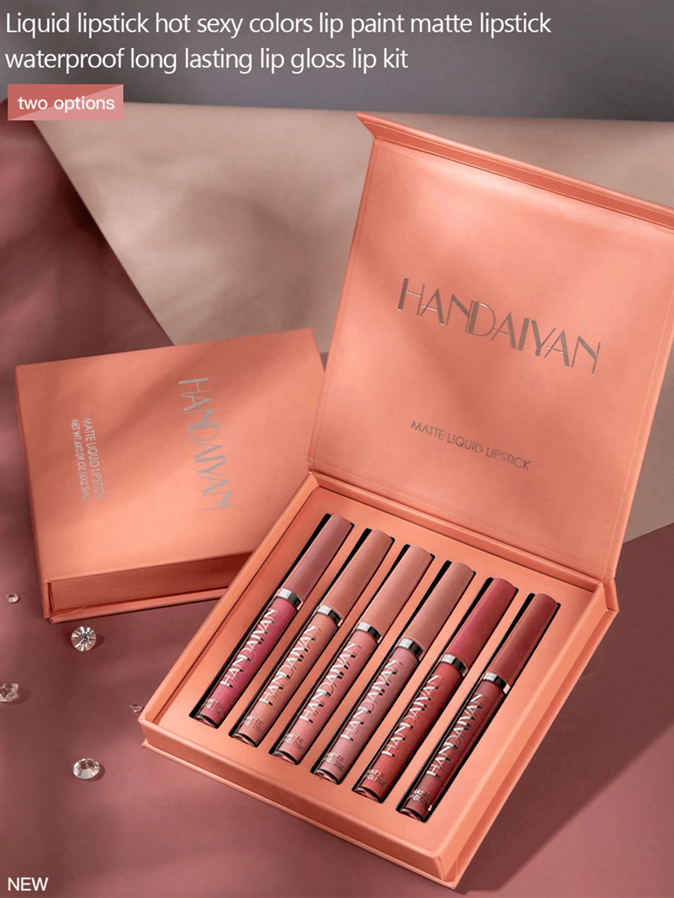 HANDAIYAN 6pcs/Set Matte Lip Gloss Kit, Waterproof & Smudge-Proof, Popular Makeup Matte Lip Tint & Lip Gloss (2.5ml*6) - Suitable For Halloween, Christmas, Daily Makeup, School Gift Set, Face Painting, Cosmetics For Women, Ideal For Winter/Spring, Birthday/Valentine's Day/Mother's Day Gift, Essential For Party - Honey - Xem 1