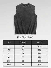 Sleeveless Printed T-Shirt, Y2K Style Street Fashion Men's Washed Vest (220g Pure Cotton), Vintage Pattern Fun Print, Hip-Hop Style, Men's Summer Round Neck Short-Sleeved Casual T-Shirt, Men's Summer Streetwear. - 黑色 - 查看 5