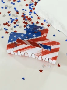 1pc Memorial Day, America 250th Anniversary Hair Accessories, Independence Day, Red, Blue, White, Star Elements, Square Hollow Hair Clip, Ponytail Bun Claw Clip, Suitable For Party, Holiday, Daily, Styling, Women Fashion Hair Accessories, Ponytail Hair Claw Clip Summer Outfits Hair Clips - Multicolor - View 14