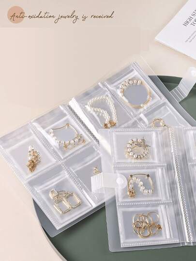 Caja de almacenamiento de joyas de 84/160 rejillas, organizador de joyas portátil para viajes, gran capacidad, transparente, anti-oxidación, estuche de exhibición de aretes y anillos, bolsa de almacenamiento de collares libre de polvo para uso diario y de viaje