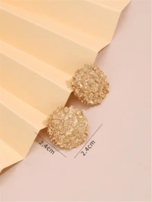 1 Pair Round Earrings Suitable For Daily Wear - Yellow Gold - View 3
