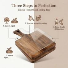 1 pièce Planche à découper en bois créative avec poignée, convient pour servir les aliments, couper le fromage, les fruits, le steak et pour le stockage. Ustensiles de cuisine en bois, plateau en bois, fournitures de cuisine - Tabac - Voir 8