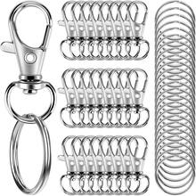 100 piezas Mosquetón giratorio con llavero, 50 piezas Clips para llavero y 50 piezas Anillos para llavero, para llaveros, joyería, cuerda colgante de manualidades - juego de llaveros - Ver 11