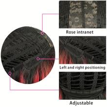 24 Inch Synthetic Wig Designed For Women, With Black And Red Highlights, High Quality Hair Wig - Black - View 8