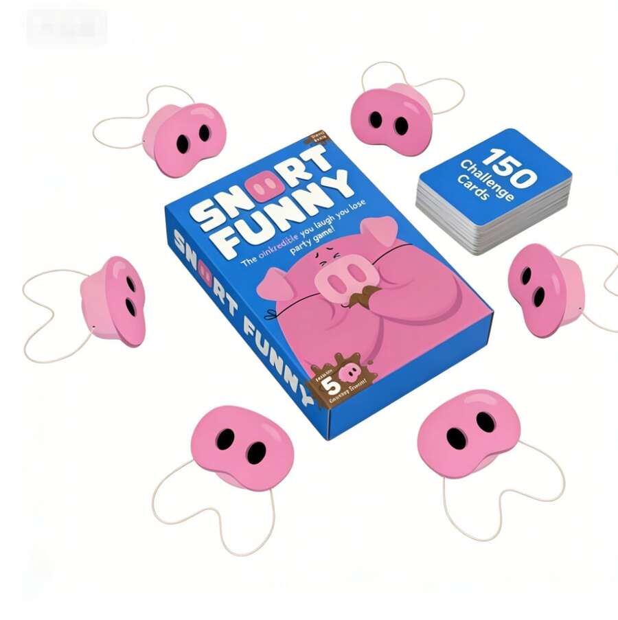 Snort Funny  Party Game-A Must-Have For Family Parties, Gatherings With Friends, And Bachelor/Bachelorette Parties-With 150 Game Cards-5 Pig Snouts - Hồng - Xem 1
