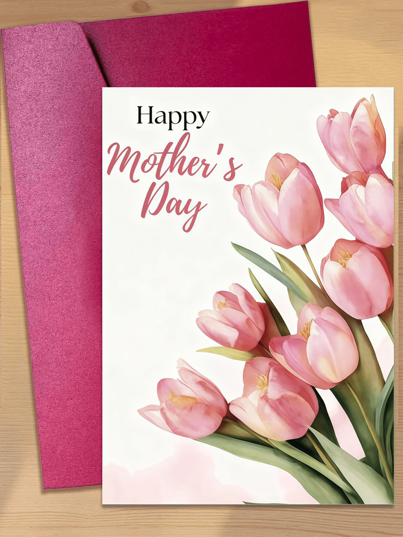 2 tấm thiệp chúc mừng Ngày của Mẹ kèm phong bì, thiết kế hoa lá sáng tạo và lời nhắn nhủ đầy trân trọng: "Người phụ nữ xinh đẹp nhất, tình yêu không bao giờ đến muộn. Hoa tulip hồng" "Lời tỏ tình lãng mạn nhân Ngày của Mẹ, dịu dàng và thanh lịch; Hoa ly" - D - Xem 1