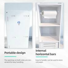 BorealBear 1 PC Independent White Bathroom Cabinet, Toilet Paper Storage Cabinet, Multi-Tier Storage Shelf, Made Of Durable Wood-Plastic Material, With Door For Moisture And Dust Prevention, Suitable For Small Spaces, Bathroom Towels, And Toiletries Storage - White Single Door - View 3