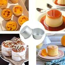 1 Pieza/5 Piezas/10 Piezas Molde de mini pastel de aluminio antiadherente, molde de pudín. Fácil de desmoldar, perfecto para hacer tartaletas, pasteles de crema y pudines. Ideal para Pascua y hornear todos los días. Molde de pastel circular, duradero. - Multicolor - Ver 4