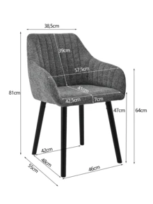 Modern Vertical-Stripe Upholstered Dining Chairs With Armrests And Solid Wood Legs For Dining Room, Kitchen, Living Room - Set Of 2 / Set Of 4 / Set Of 6--Grey Green-Chenille - Grey Green - View 11