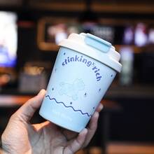 高品质双层不锈钢保温水瓶，可爱便捷的男女通用情侣杯，车载/办公咖啡/牛奶礼品杯 - 彩色 - 查看 11