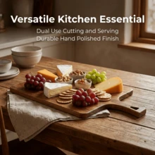 1 pièce Planche à découper en bois créative avec poignée, convient pour servir les aliments, couper le fromage, les fruits, le steak et pour le stockage. Ustensiles de cuisine en bois, plateau en bois, fournitures de cuisine - Tabac - Voir 4