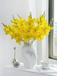 1/5/10 cành lan giả bằng lụa, lan Dendrobium giả, thích hợp để trang trí tường, phòng khách, phòng ngủ, đám cưới, tiệc tùng, bàn ăn. Trang trí nhà cửa, bàn làm việc, nhà bếp, đám cưới, bàn ăn, trung tâm bàn, văn phòng, vườn, ngoài trời, nhà, sân, thích hợp cho mùa xuân, hè, thu, đông. - Màu vàng - Xem 6
