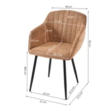 Goeurvant Contemporary Vertical-Stripe Upholstered Dining Chairs With Armrests & Metal Legs For Dining Room, Kitchen, Living Room - Set Of 2 / Set Of 4 / Set Of 6--Orange-Chenille - 橘色 - 查看 10