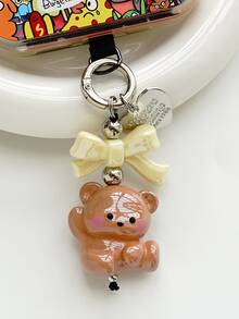 New Arrival Cute Cartoon Kicking Bear, Bow, Heart Shaped Phone Charm, Keychain - Multicolor - View 8