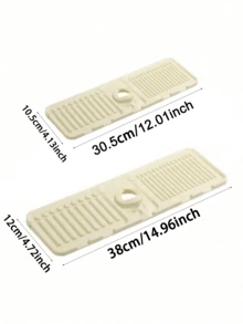 1pc Silicone Faucet Drying Mat, Cuttable Narrow Edge Splash Water Catcher Pad Behind Tap, Drainage Tray For Soap Dispenser, Multi-Use Sink Accessory Fit Kitchen Bathroom Sink Dish Rack, Waterproof Anti-Spill Household Storage Decor Accessories - Multicolor - View 4