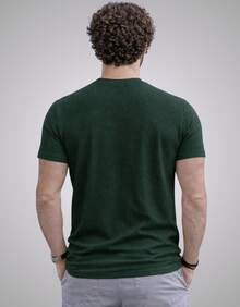 Premium Textured T-Shirt, Men's Casual Textured Knit Shirt - 綠色 - 查看 5