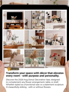 Set Vas Dekoratif - Dekorasi Rumah Gaya Bohemian Nordik Modern, Barang Dekoratif Keramik Matte, Cocok untuk Rak Buku Ruang Tamu, Rak Perapian, Meja di Lorong Masuk atau Meja Samping, Hadiah Hari Ibu Terbaik (Putih Krem) - MultiWarna - View 4