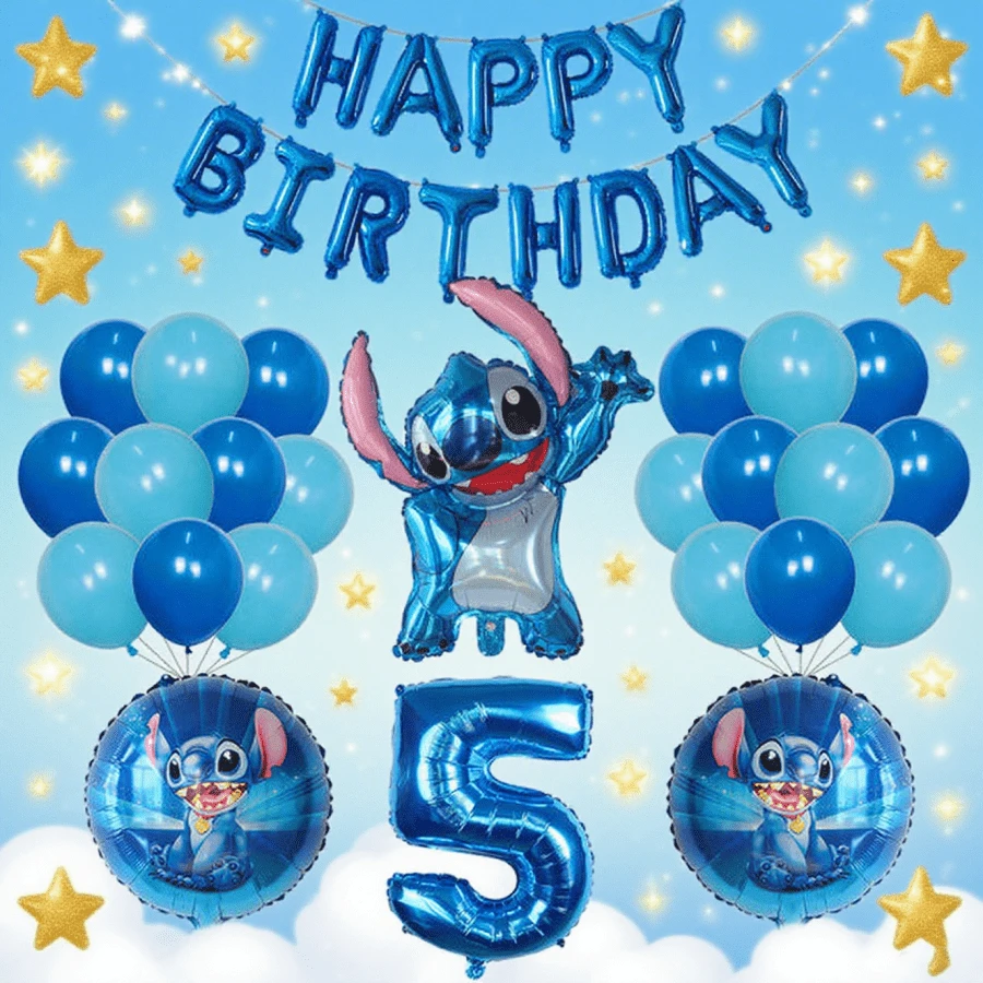 Stitch Balloon Set, Suitable For Birthday Celebration, Decoration, Home Decor, Family Gift - As Shown In the Figure - View 1