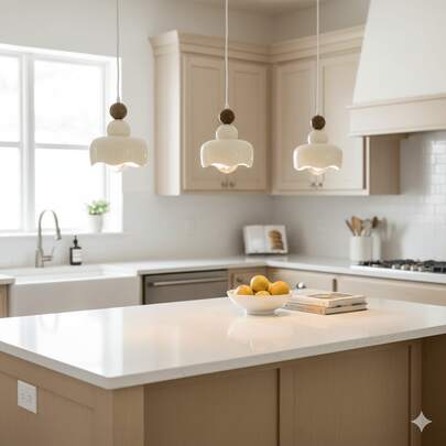 1 đèn treo mini kiểu Pháp cổ điển màu kem, đế đèn E27, đấu dây trực tiếp, thích hợp cho phòng ngủ, phòng trẻ em, đảo bếp, không bao gồm bóng đèn.