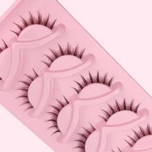 Natural "Little Devil" Look – 5 Pairs Extra Small Capacity Transparent Stem Short-Style Tapered Winged Full Strip False Eyelashes For Double Eyelids – Realistic Manga & Cosplay Lashes For Sensitive Eyes, Beginners, Nude Makeup Wear - View 5
