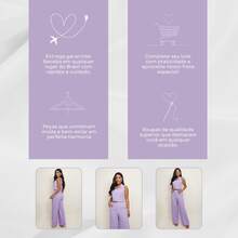 Elegant Women's Linen Vest And High-Waisted Pants Set - Lilac Purple - View 8