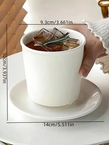 Bộ tách và đĩa sứ tối giản, kiểu dáng cao cấp Ins-Style, tách và đĩa latte kiểu Pháp Bắc Âu cổ điển, thích hợp cho nhà hàng, phòng khách, quán cà phê. - Nhiều màu - Xem 2