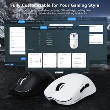 ATTACK SHARK MAMBASNAKE M3 无线游戏鼠标,39克超轻蓝牙/2.4G无线/有线游戏鼠标,PAW3395PRO 40K DPI 光学传感器,200小时电池续航,办公鼠标 - 查看 10