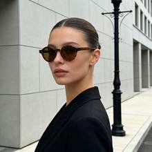 1 Cặp kính thời trang gọng nhỏ hình oval kiểu retro unisex, phong cách tối giản, giản dị, đa năng, phong cách đường phố. - màu nâu - Xem 8