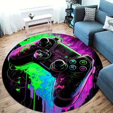 1pc Colorful Gaming Controller Round Rug, High Definition Printed Pattern, Double Stitched Edges, Suitable For Bathroom, Gaming Room, Living Room, Bedroom, Machine Washable Carpet, Large Area Rug, Outdoor Rug - Multicolor - View 5
