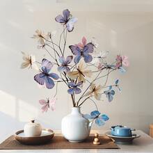 Artificial Flowers 5 Dead Branches Butterfly Home Windows And Garden Wind Showcase Windows And Flowers 3D Simulation Dreamy Butterfly Single Branch - Multicolor - View 2