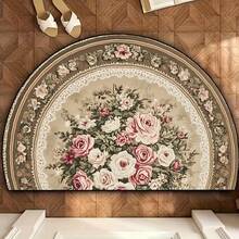 1pc Floral Half-Circle Doormat, Small Rug, Welcome Mat, Carpet, Fan-Shaped Rug, Outdoor Doormat, Kitchen Rug, Home Decor, Front Door Mat, Area Small Rug, Outdoor Mat, Home Decor, Area Rug, Garden Rug, Washable Carpet - Multicolor B - View 5