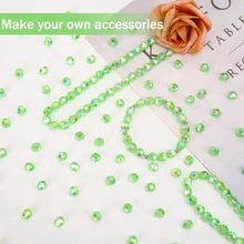 100颗8毫米水晶玻璃珠，适用于手工DIY手链、项链、手镯、耳环、各种工艺品和珠宝制作 - 綠色 - 查看 5