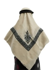 1件阿拉伯男士刺绣头巾/阿拉伯头巾，中东羊毛沙漠战术围巾，迪拜 - 彩色 - 查看 5