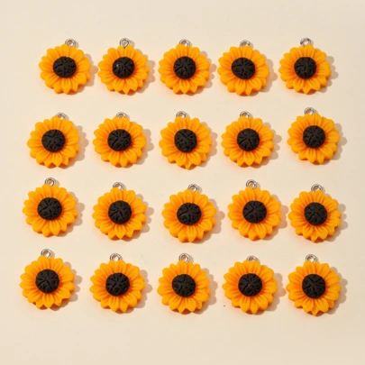 Bộ 12/18 mặt dây chuyền hoa hướng dương bằng nhựa, mặt dây chuyền hoa hướng dương màu cam hình vòng hoa cúc bằng nhựa, phụ kiện làm trang sức DIY cho vòng tay và dây chuyền, thích hợp cho các bữa tiệc đi biển, đám cưới, sinh nhật, kỷ niệm, quà tặng ngày Valentine, mùa tốt nghiệp, quà tặng mùa khai trương và các dịp khác.